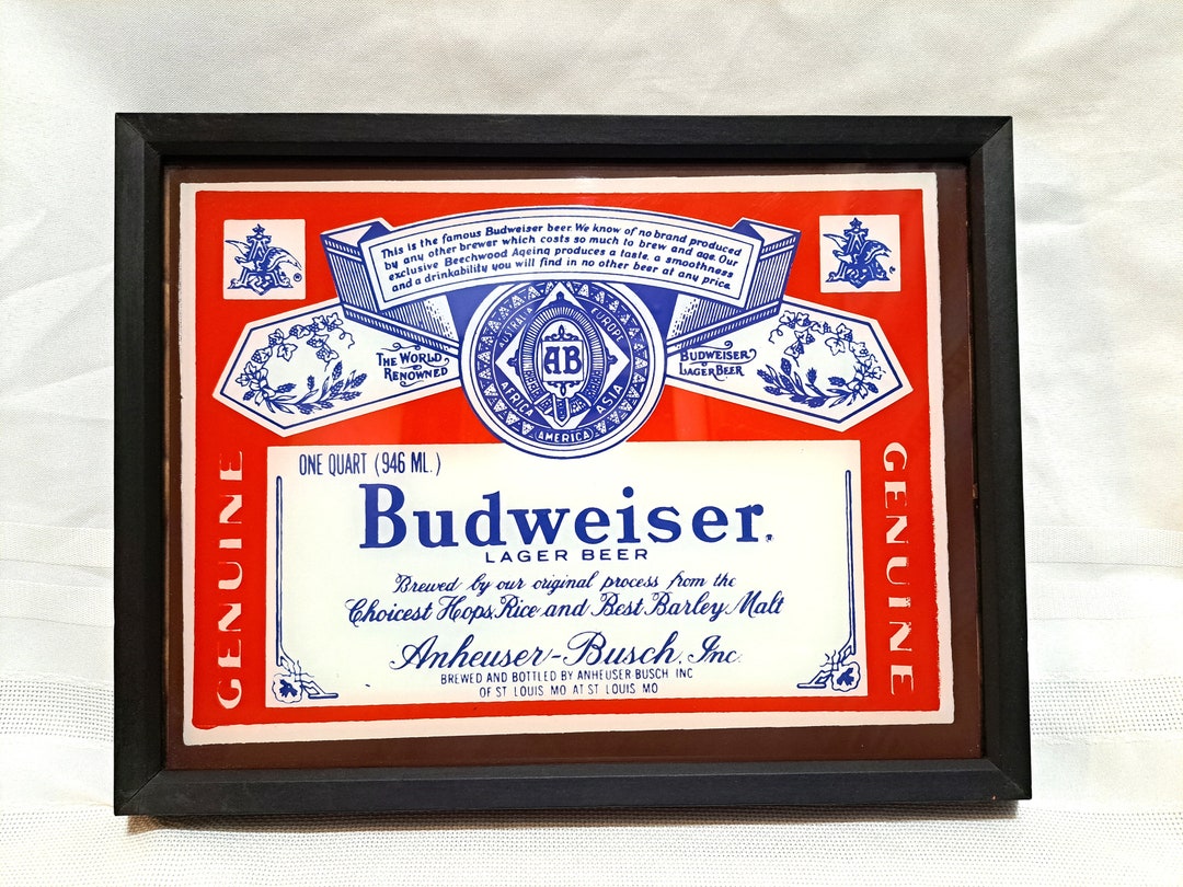 Vintage Budweiser Glass Sign Etsy