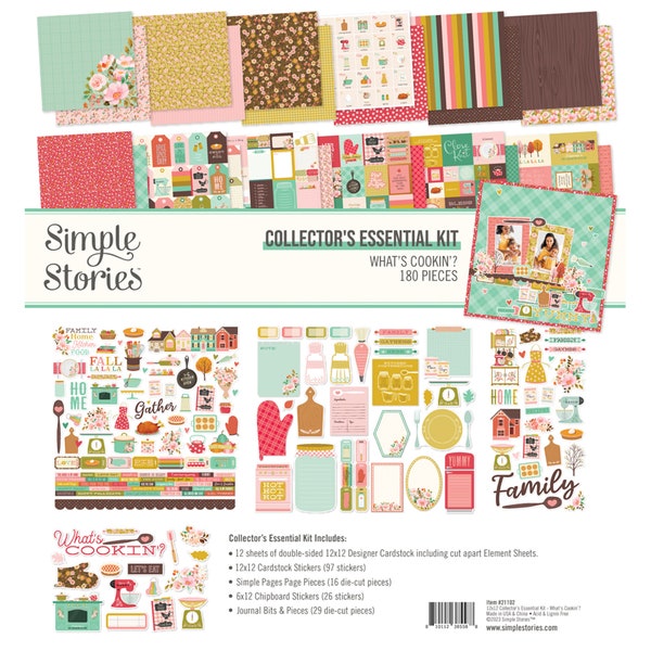 What's Cookin Paper Collection - Simple Stories - Recipe Baking Holiday Scrapbooking