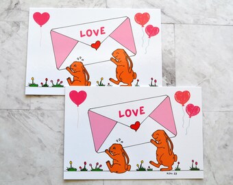 Bunnies Postcard, Love