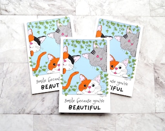 Cheerful Cats Art Postcard, Illustration