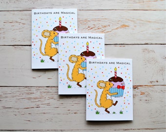Birthday Card, Birthdays Are Magical, Mouse with Cupcake