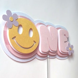 One happy babe cake topper, one happy girl birthday topper, Groovy One, one groovy babe birthday cake topper, cake smash topper