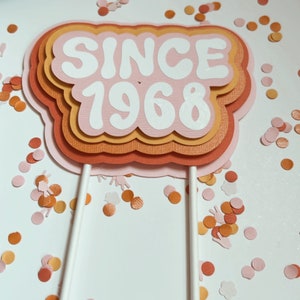 Groovy Cake Topper with date, Groovy Birthday Cake Topper, Four cake topper, 70s theme cake topper, 70s birthday party image 3