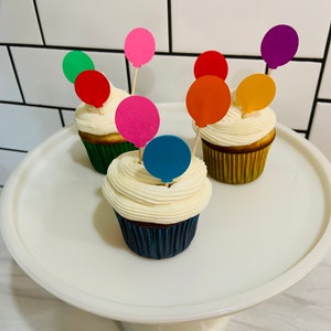 Balloon Cupcake Topper, Birthday Cupcake Toppers, Rainbow Decor, Food Picks,Cake Decoration,Birthday Party Decor, Pride Day Celebration