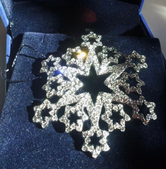 NEW SIGNED Swarovski SNOWFLAKE Brooch. One of a Kind Etsy Australia