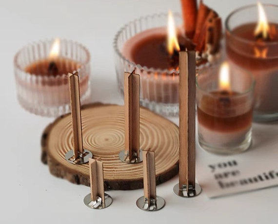 Set of 2 Cross Candle Wood Wicks Crackling Wood Candle Wick DIY