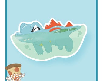 A Float Down the River || Totodile Vinyl Sticker