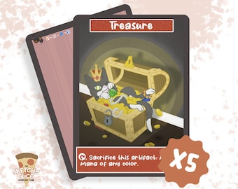 Five (5) Cat-Themed Magic: The Gathering Treasure Tokens