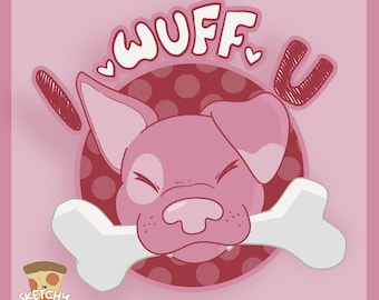 I WUFF U || Pink Dog Vinyl Sticker