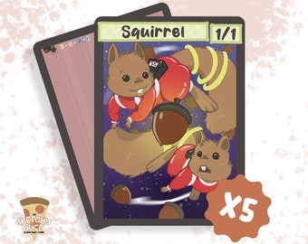 Five (5) Custom Space-themed Squirrel Tokens for Comet, Stellar Pup