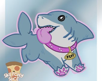 It's JEFF! || Cute Land Shark Vinyl Sticker