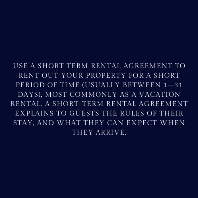 Short Term Rental Agreement Template Short Term Lease Etsy Singapore