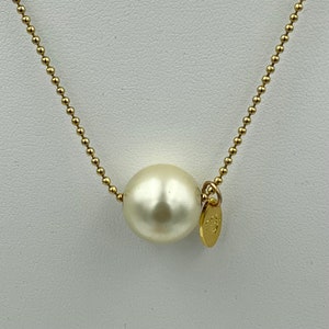 Floating Pearl Necklace, 14k Gold Filled Necklace, Gold White Pearl Necklace, Single Pearl Necklace, Choker Gold Filled