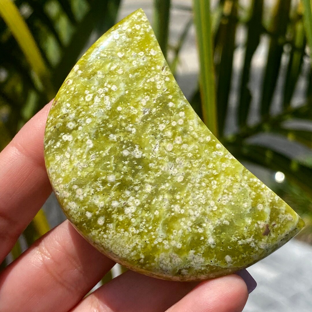 Serpentine Jade Crescent Moon Crystal Carving New Jade Etsy