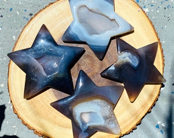 Druzy Agate Star Carving: Crystal Healing Quartz