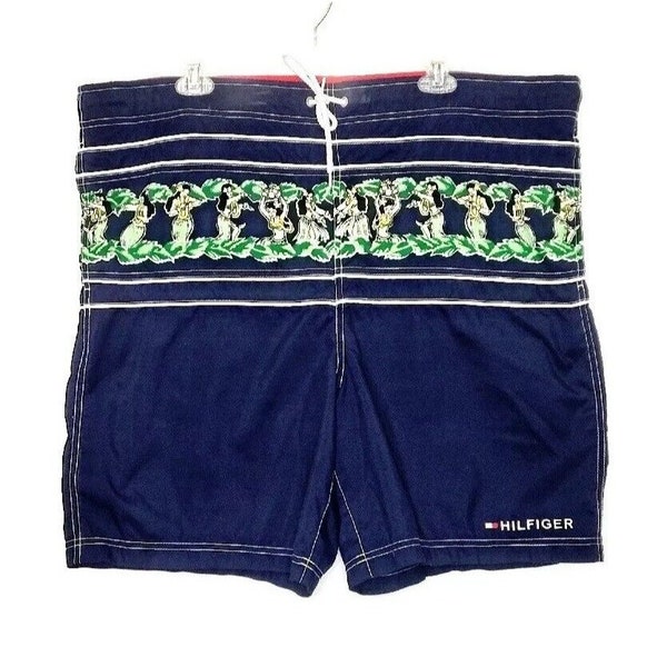 Vintage Tommy Hilfiger Hula Dancers Swim Trunks Mens Size XL Hawaii Board Shorts