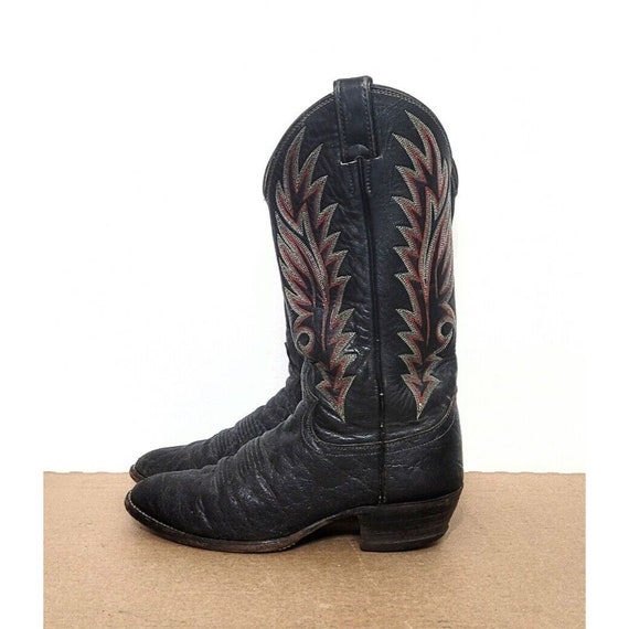 Justin Black Exotic African Leather Cowboy Boots M