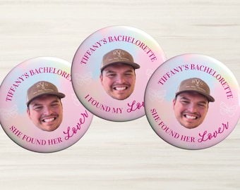 Bachelorette Buttons, She Found Her Lover, Bachelorette Party Pins, Bachelorette Groom Head Button, Lover Bachelorette, In My Bride Era