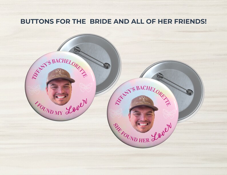 Bachelorette Buttons, She Found Her Lover, Bachelorette Party Pins, Bachelorette Groom Head Button, Lover Bachelorette, In My Bride Era image 2