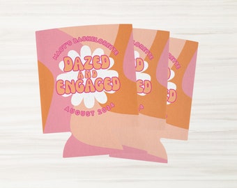 Dazed and Engaged, Slim Can Cooler, Bachelorette Party Can Coolers, Disco Bachelorette, Bachlorette Party Favor