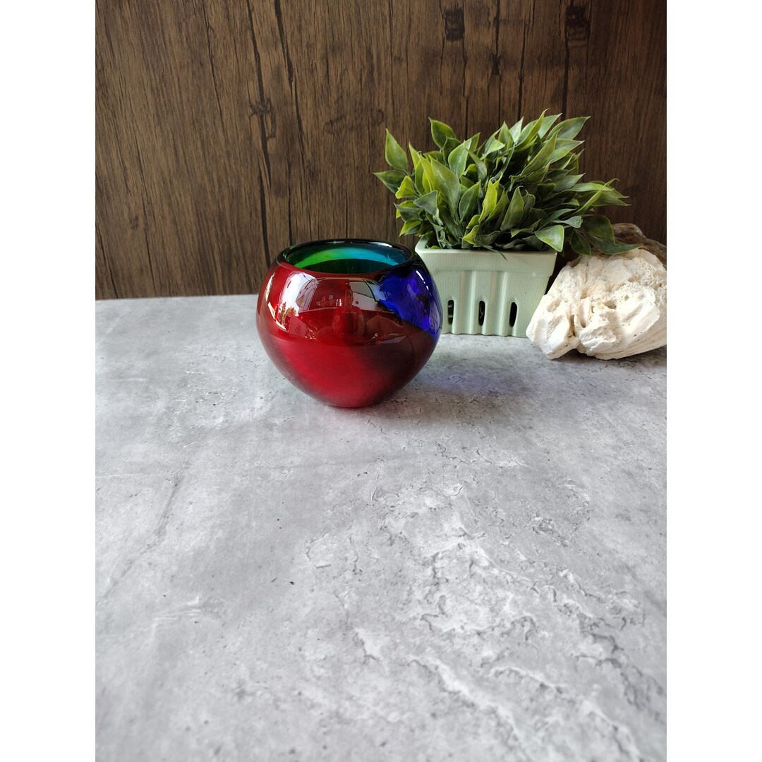 Rainbow Glass Globe Bowl, Blown Glass Bowl, Rainbow Glass Bowl, Designs Globe Bowl Etsy