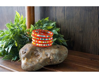 Handmade Seed Bead Bracelet Made in Zambia, Africa, African Cuff Bracelet
