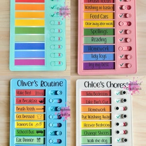 Personalised Children’s Routine Board Planner, Chores Board - Reusable - Slider Function