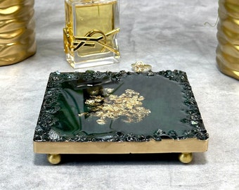 Custom Handmade Perfume Tray Decor with Glass Rim, Decor Tray for Home Decor, Custom Jewelry Tray Gift for Her, Classy Gift for Women