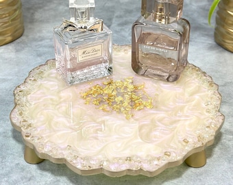 Handmade Opal Violet Perfume Vanity Tray Opal and Gold Jewelry Tray Decor Display Tray Classy Gift Ideas for Her Birthday Gifts for Her