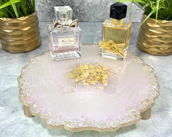 Handmade PerfumeTray for Vanity Opal Violet Jewelry Tray, Opal Decorative Tray Custom Perfume Tray Handmade Resin Tray Classy Gifts for Her