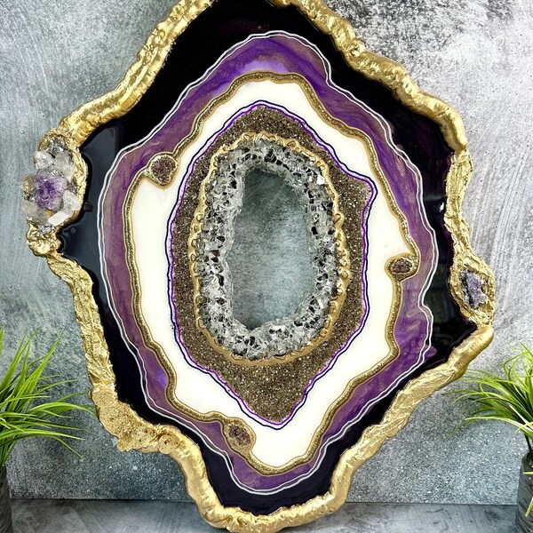 Purple Geode Resin Art Etsy
