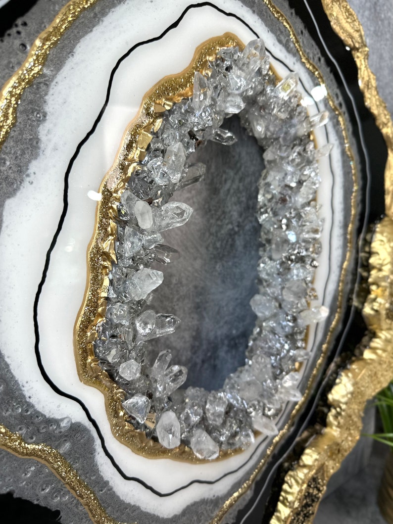 30 Black and Gold Resin Geode Wall Art Sculpture 3D Wall Etsy