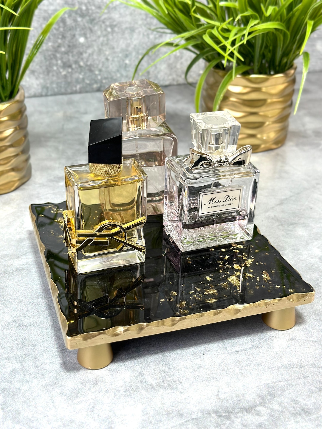Handmade Black and Gold Perfume Tray Decor Tray Resin Tray Home Decor