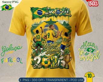 Brazil Worldcup 2026 PNG l Selecao O Jogo Bonito Fan Design l T-Shirt PNG Digital Download l Match Day Party Decor l Diseño Fùtbol