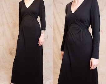 Black Long Sleeve Maxi Dress With Empire Waist