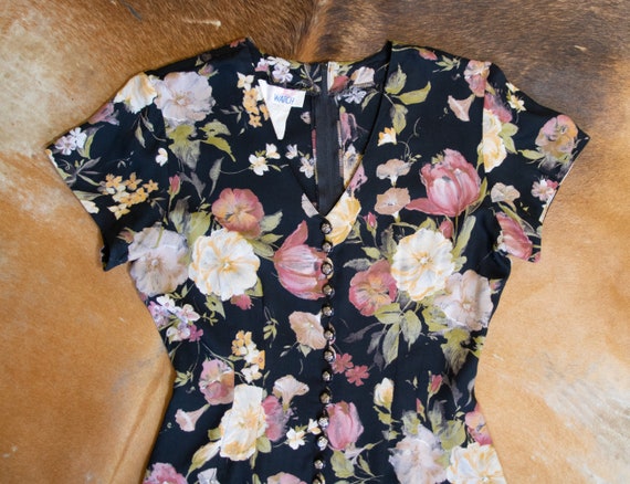 90s Floral Button Down Short Dress - image 8