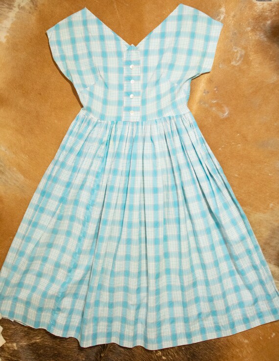 1950s Homemade Plaid Cotton Sun Dress - image 6