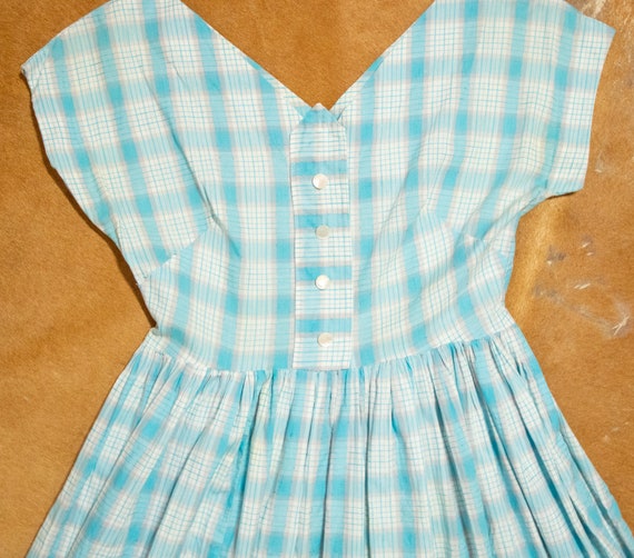 1950s Homemade Plaid Cotton Sun Dress - image 7
