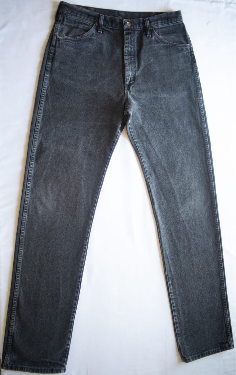 70s Black Wash Wrangler Cowboy Cut Jeans - 32x36 bild 3
