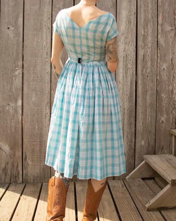 1950s Homemade Plaid Cotton Sun Dress - image 4