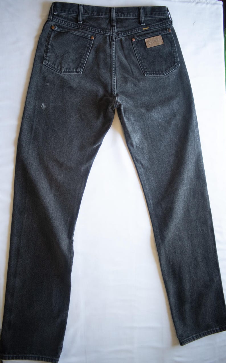 70s Black Wash Wrangler Cowboy Cut Jeans - 32x36 bild 2