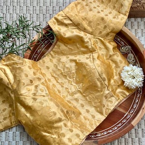 Gold Banarasi Brocade Silk Cotton Readymade Saree Blouse| Indian Ethnic Wear| Partywear| Designer Choli| Sari Croptop