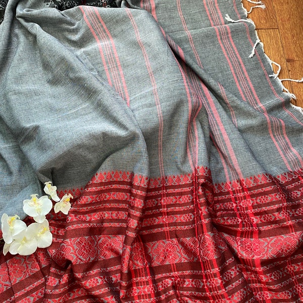 Multiple Colours Soft Begampuri Khadi Cotton Handwoven Border Sarees| Indian Ethnic Sari| Bengal Sarees| Traditional Festive wear