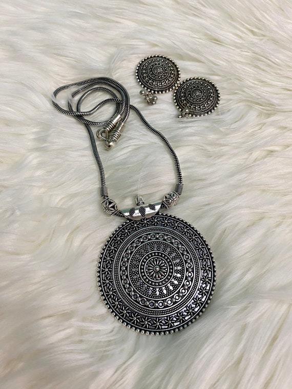 Large Oxidized Silver Tribal Pedants Large Oxidized Silver Tribal Pedants