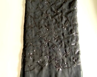 Black Georgette Sequin Saree | Bollywood Party Sari