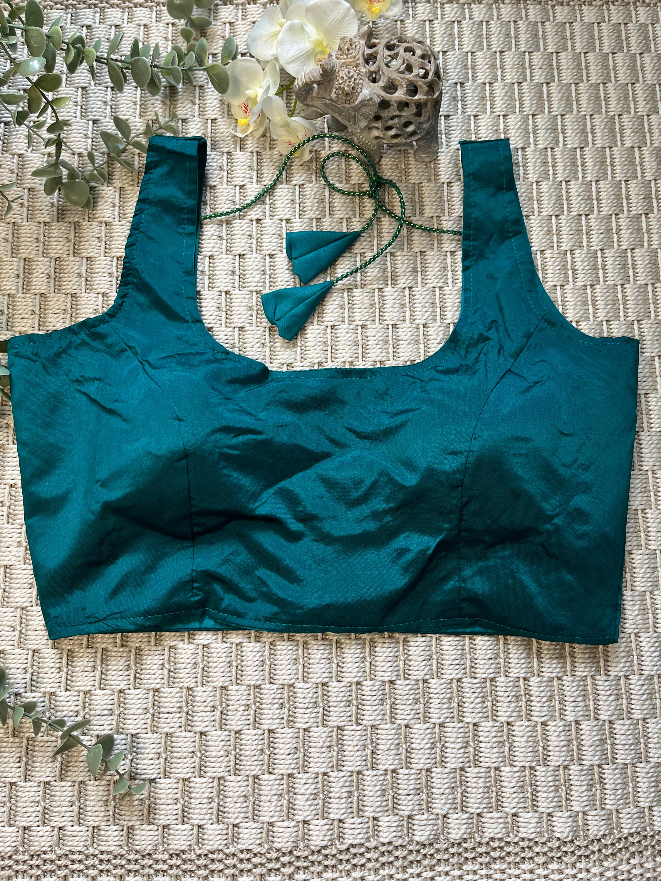 Blue, Rama Blue, Hot Pink blended soft silk sleeeveless sareeblouse| Indian croptop