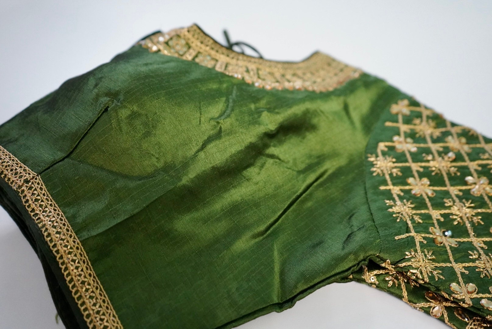Olive Green OR Navy Blue Readymade Silk Saree Blouse With Etsy
