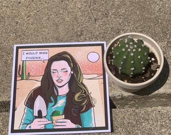 Sad Cactus girl comic print