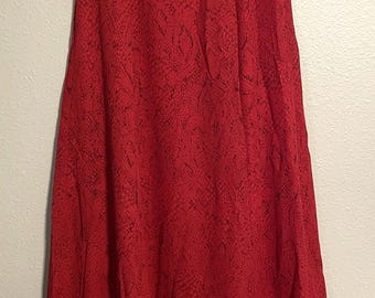 Vintage Womens Maxi Skirt Size 6 Red Snake Print Flowy Mob Wife Grunge 90s Y2K