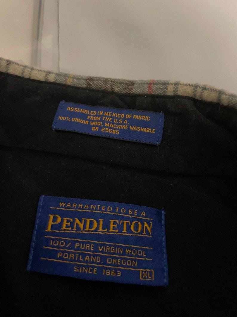 Vintage Pendleton Mens XL Multicolor Plaid Wool Flannel Elbow Patches Button Up image 3